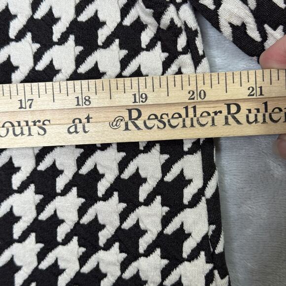 Ali Miles Top Womens Medium Black White Houndstooth Bell Sleeve Artsy Langenlook - Picture 9 of 11